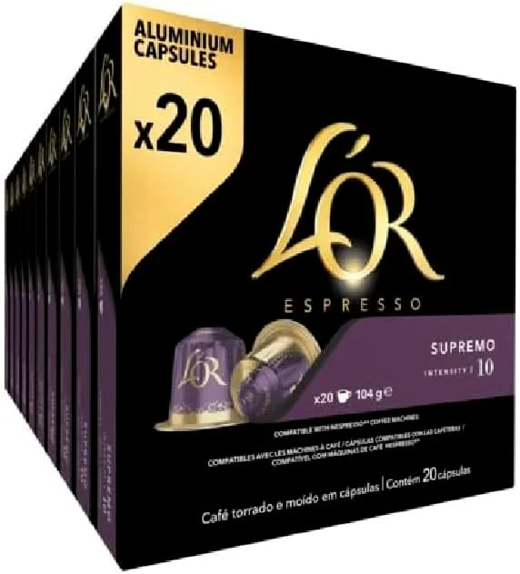 L'OR ▫️ Espresso Supreme Cápsulas de Café | Intensidade 10 | 200 Cápsulas compatíveis com Nespresso
