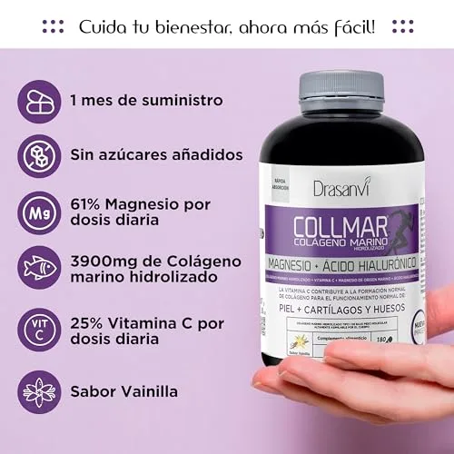 Drasanvi ▫️ Colagénio Collmar Hidrolisado Marinho com Ácido Hialurónico e Magnésio 4