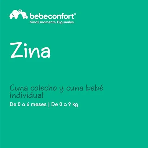 Bebeconfort ▫️ Zina: Co-leito para bebé e berço independente, desde o nascimento até aos 6 meses (de 0 a 9 kg), berço dobrável, 5 posições de altura ajustáveis, colchão reclinável, Mineral Grey 2