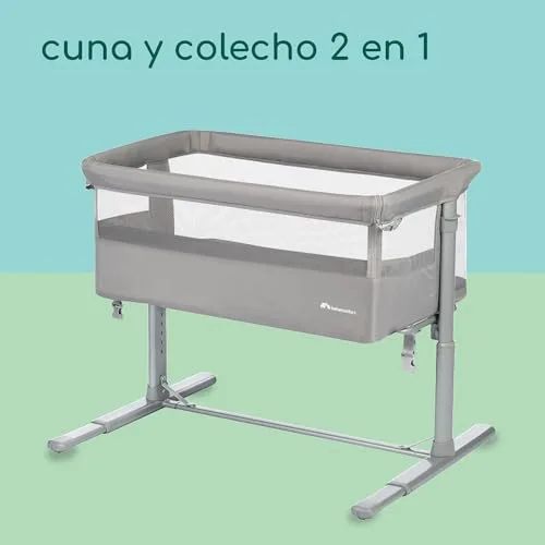 Bebeconfort ▫️ Zina: Co-leito para bebé e berço independente, desde o nascimento até aos 6 meses (de 0 a 9 kg), berço dobrável, 5 posições de altura ajustáveis, colchão reclinável, Mineral Grey 3