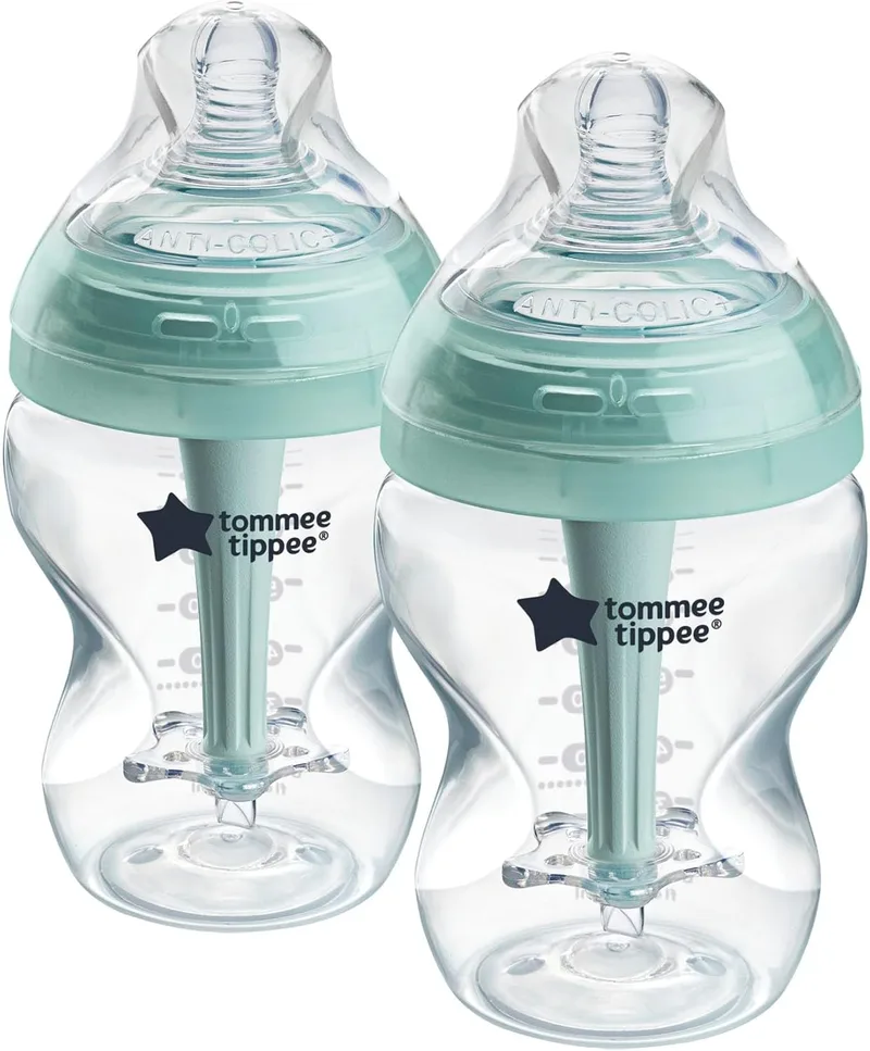 Tommee Tippee ▫️ Biberão Biberão Optimal Anti-Cólicas, 260 ml, com tetina anatómica para uma aderência natural, haste de ventilação anti-cólicas, embalagem de 2
