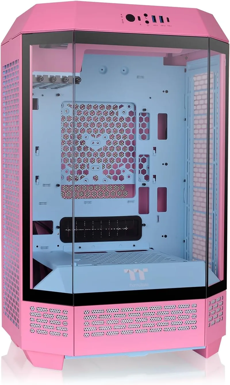 Thermaltake ▫️ The Tower 300 | Micro Tower m-ATX Octagonal | 2 ventoinhas pré-instaladas de 140 mm | Ventilação vertical | Compatível com radiador de 420 mm e até 8 ventoinhas | Bubble Pink