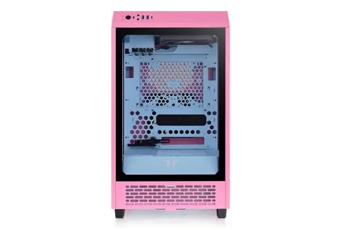 Thermaltake ▫️ The Tower 200 | Mini-torre vertical Mini-ITX | 2 ventoinhas CT140 pré-instaladas | Vidro temperado e elevado fluxo de ar | Compatível com AIO de 280 mm | Rosa Bolha 2