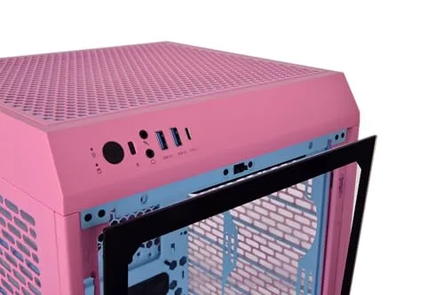 Thermaltake ▫️ The Tower 200 | Mini-torre vertical Mini-ITX | 2 ventoinhas CT140 pré-instaladas | Vidro temperado e elevado fluxo de ar | Compatível com AIO de 280 mm | Rosa Bolha 6