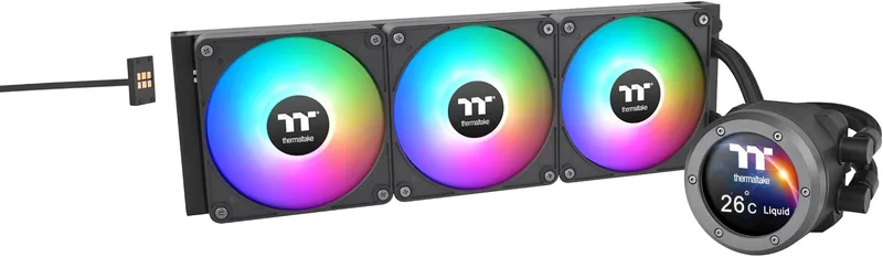 Thermaltake ▫️ TH360 V2 Ultra EX ARGB | Sistema de refrigeração líquida AIO para CPU de 360 mm | Ecrã LCD IPS de 2,1” | MagForce 2.0 com 3 ventoinhas CT120 ARGB PWM | Intel LGA1700/1851, AMD AM4/AM5 | Preto