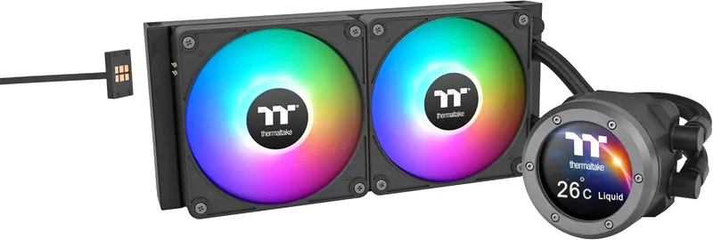 Thermaltake ▫️ TH240 V2 Ultra EX ARGB | Sistema de refrigeração líquida AIO para CPU de 240 mm | Ecrã LCD IPS de 2,1” | MagForce 2.0 com 2 ventoinhas CT120 ARGB PWM | Intel LGA1700/1851, AMD AM4/AM5 | Preto