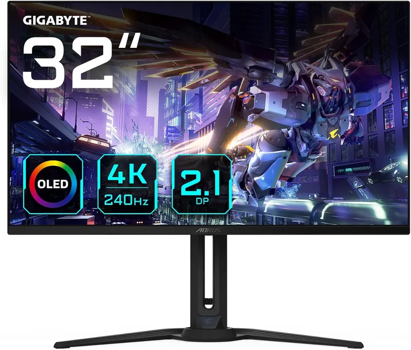 Gigabyte Technology ▫️ Monitor OLED para Jogos GIGABYTE AORUS FO32U2P 32" - 3840 x 2160 (UHD), 240Hz, 0.03ms, 250 CD/m², KVM, FreeSync Premium Pro, DisplayHDR True Black 400, DisplayPort 2.1