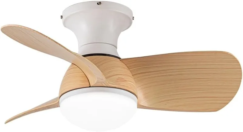 wonderlamp ▫️ Ventilador de teto pequeno, ø64 cm, silencioso, LED, branco + faia, CCT 3000-4000-6000 K, intensidade regulável, 20 W