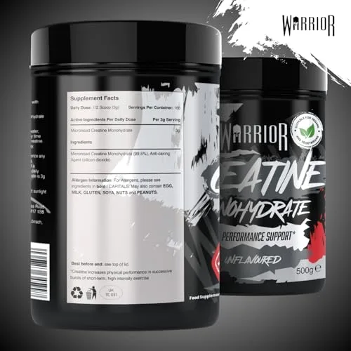 Warrior ▫️ Creatina Monohidratada em Pó 500 g, Vegana – Sem Sabor (Neutra) 3