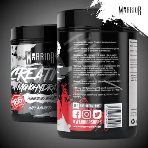 Warrior ▫️ Creatina Monohidratada em Pó 500 g, Vegana – Sem Sabor (Neutra) 4