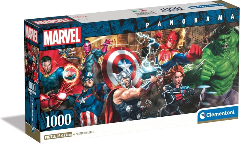 Clementoni ▫️ Puzzle - Marvel - 1000 Peças Puzzle Panorama Adulto, Puzzle Adulto, Entretenimento, 39877