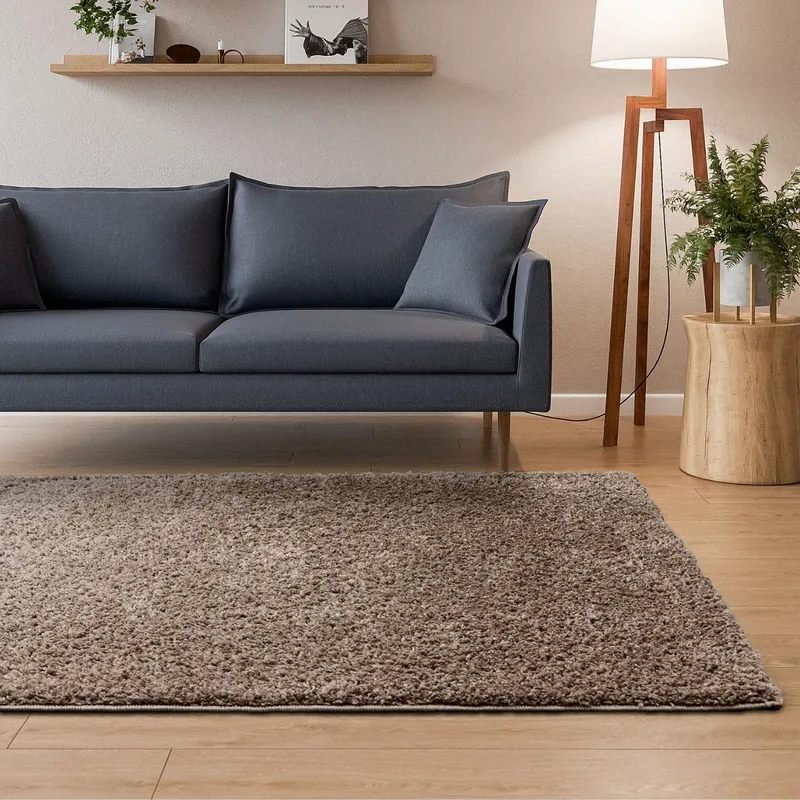 Interiyou ▫️ Tapete de pelo comprido Sofia - 60x120 cm Taupe - Fofo e macio - Lavável e antiderrapante - Textura longa e suave