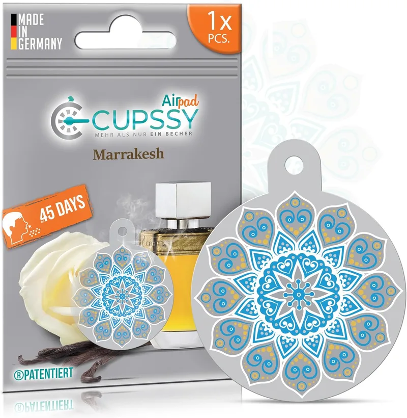 Cupssy ▫️ Ambientador para o lar, para a casa, ambientador para o carro, para o roupeiro, neutraliza maus odores, aroma suave e elegante de Marraquexe, AirPad 1 unidade, fragrância agradável, perfumes para homem, perfumes para mulher