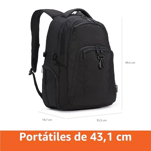 Amazon Basics ▫️ Mochila de viagem para portátil de 17 polegadas / 43,1 cm, Preta 3