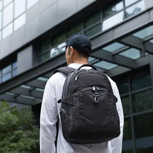 Amazon Basics ▫️ Mochila de viagem para portátil de 17 polegadas / 43,1 cm, Preta 6