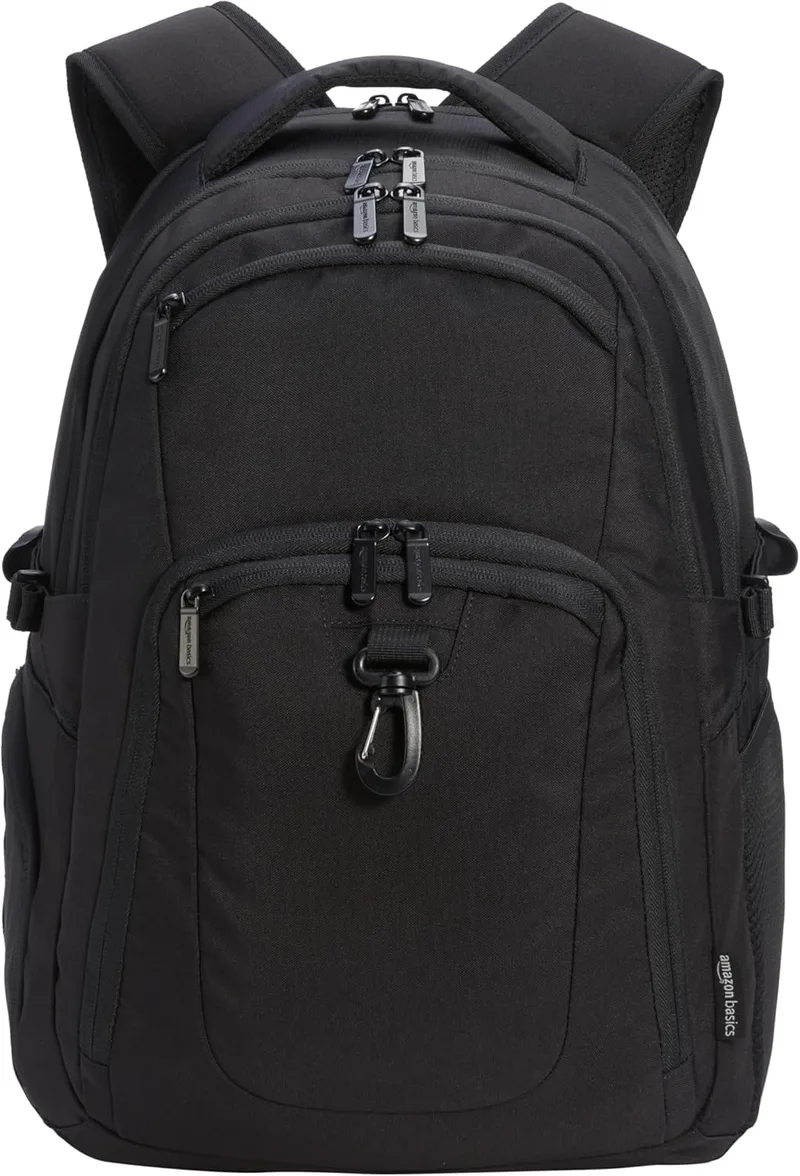 Amazon Basics ▫️ Mochila de viagem para portátil de 17 polegadas / 43,1 cm, Preta