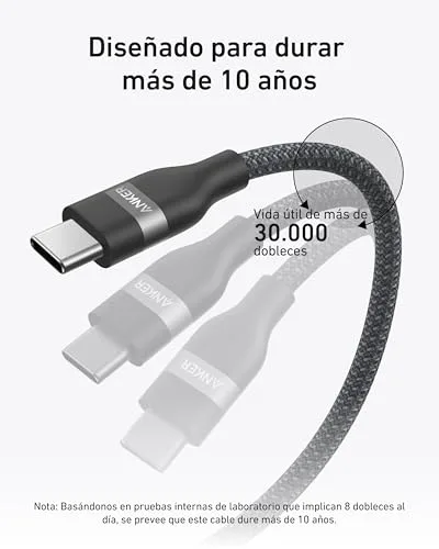 Anker ▫️ Cabo USB-C para USB-C de 240 W, trançado e reciclado, 0,9 m 4