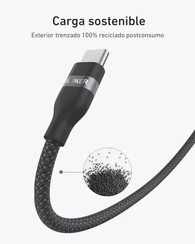 Anker ▫️ Cabo USB-C para USB-C de 240 W, trançado e reciclado, 0,9 m 5