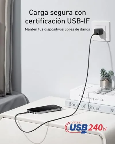 Anker ▫️ Cabo USB-C para USB-C de 240 W, trançado e reciclado, 0,9 m 6