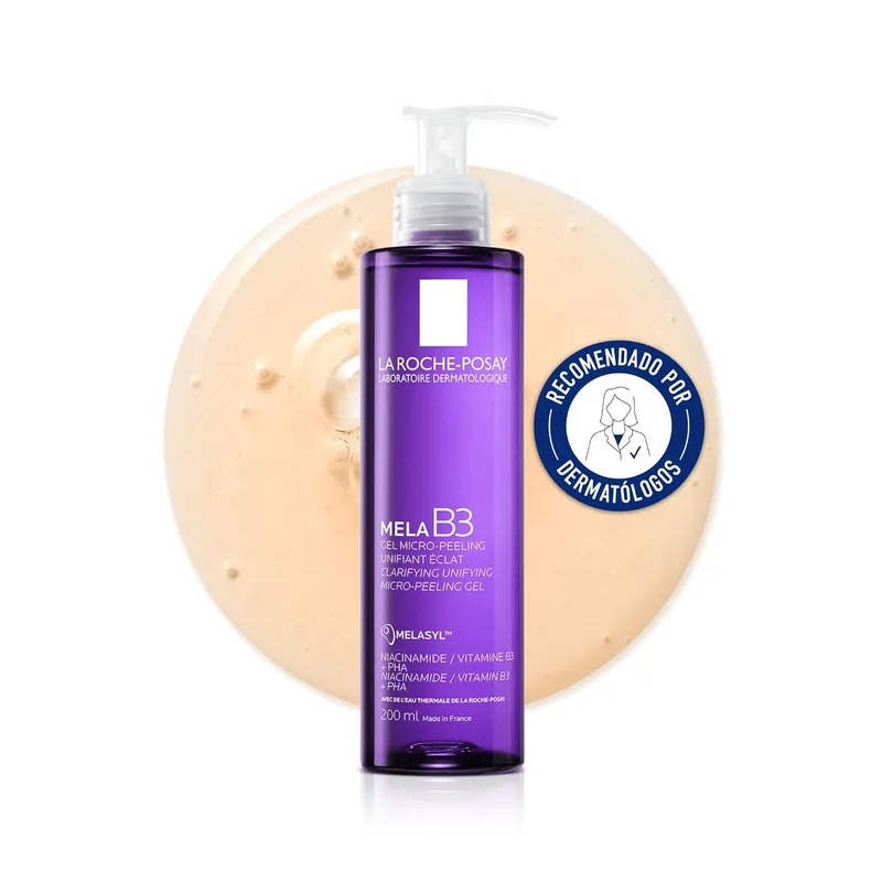 La Roche Posay Gel de Limpeza, Purifica e Suaviza a Pele, Reduz a Intensidade das Manchas, Fórmula com Melasyl, Niacinamida e PHA, Mela B3 New, 200 ml