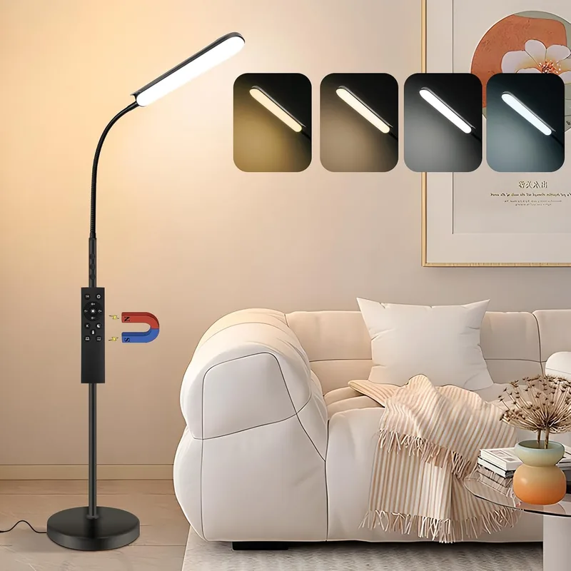 VARICART ▫️ Candeeiro de pé LED regulável, Candeeiro de leitura para sala de estar 18W 1800LM com temporizador de 1h, Candeeiro de pé com 4 temperaturas de cor para sala de estar, quarto, escritório, escritório, etc.