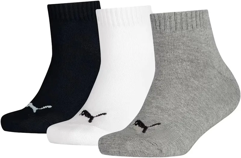 PUMA ▫️ Meias Kids Plain Quarter Unissexo para crianças (Conjunto de 3)