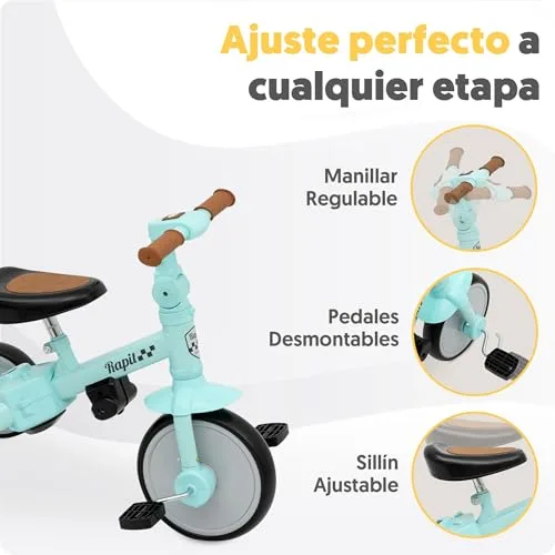 Interbaby ▫️ Triciclo Evolutivo para Bebés 5 em 1 | Bicicleta para Bebés dos 1 aos 5 Anos (Verde) 5