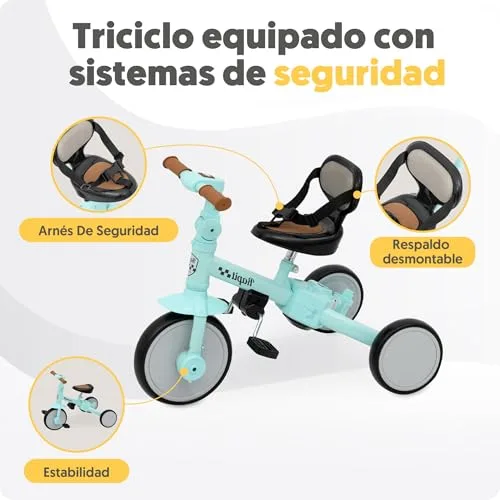 Interbaby ▫️ Triciclo Evolutivo para Bebés 5 em 1 | Bicicleta para Bebés dos 1 aos 5 Anos (Verde) 6
