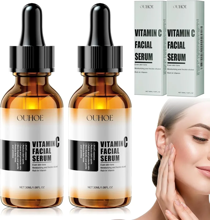 Hpbaggy ▫️ 2 peças de soro facial de vitamina C, com soro de vitamina C E, soro facial de ácido hialurónico, para hidratação, antirrugas e anti-manchas (colorido-1)