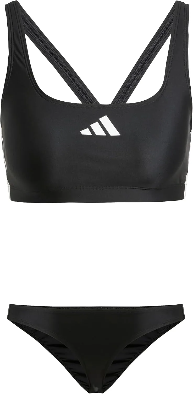 adidas ▫️ Biquíni feminino com costas em V e 3 faixas