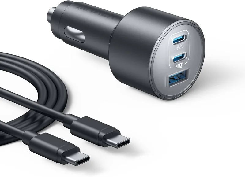 Anker ▫️ Carregador de carro USB-C de 167,5 W com 3 portas | Ultracompacto, para MacBook Pro, Air, iPhone 15, 14 e 13, Samsung S24 e S23, iPad Pro e AirPods