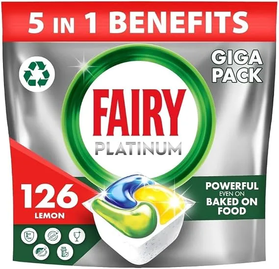 FAIRY ▫️ Platinum Cápsulas para Máquina de Lavar Louça com Aroma a Limão, 126 Cápsulas