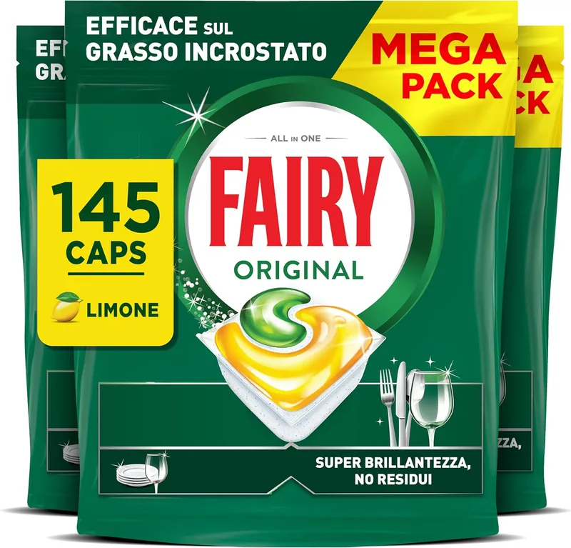 FAIRY ▫️ Original TodoEm1 Cápsulas para Máquina de Lavar Louça com Aroma a Limão, 5x29 Cápsulas