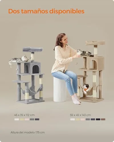 FEANDREA ▫️ Árvore para Gatos, Altura 137,7 cm, Multinível, 4 Postes para Arranhar 6
