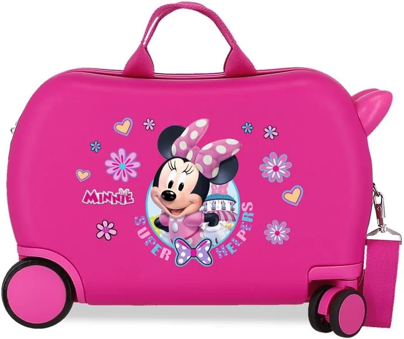 Disney ▫️ Mala de cabine Joumma Minnie Helpers, mala infantil, fabricada em ABS, um material resistente, quatro rodas duplas com rotação multidirecional, fecho com combinação lateral