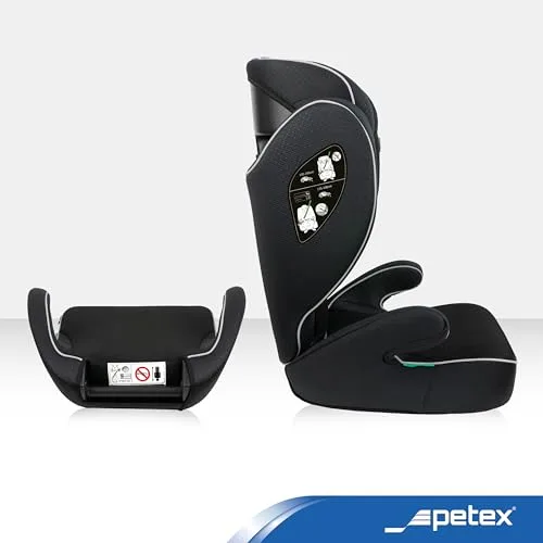 Petex ▫️ Cadeira de carro para crianças Basic i-Size, em conformidade com a norma ECE R129, para crianças com cerca de 100 – 150 cm, cadeira de carro ajustável em altura, na cor preta, 1 unidade 3