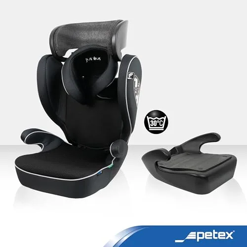 Petex ▫️ Cadeira de carro para crianças Basic i-Size, em conformidade com a norma ECE R129, para crianças com cerca de 100 – 150 cm, cadeira de carro ajustável em altura, na cor preta, 1 unidade 5