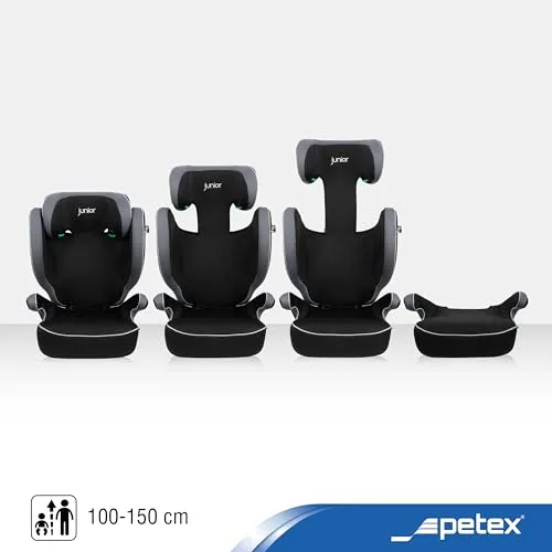 Petex ▫️ Cadeira auto infantil Basic i-Size, em conformidade com a norma ECE R129, para crianças com cerca de 100 – 150 cm, cadeira auto infantil ajustável em altura, na cor cinzenta, 1 unidade 4