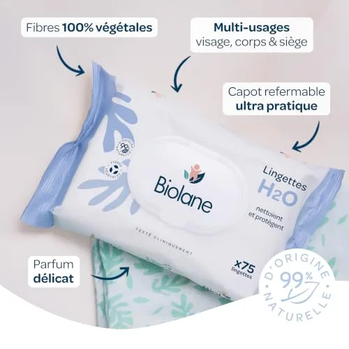 Biolane ▫️ Toalhitas para bebé à base de água - 900 toalhitas - Conjunto de 12x75 2