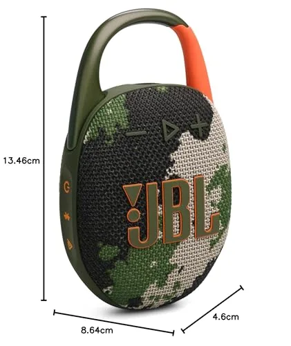JBL ▫️ CLIP5 Altifalante Bluetooth, Carregamento USB-C, IP67 à prova de poeira, à prova de água, compatível com aplicações, estrutura com mosquetão, radiador passivo, portátil, esquadrão 7