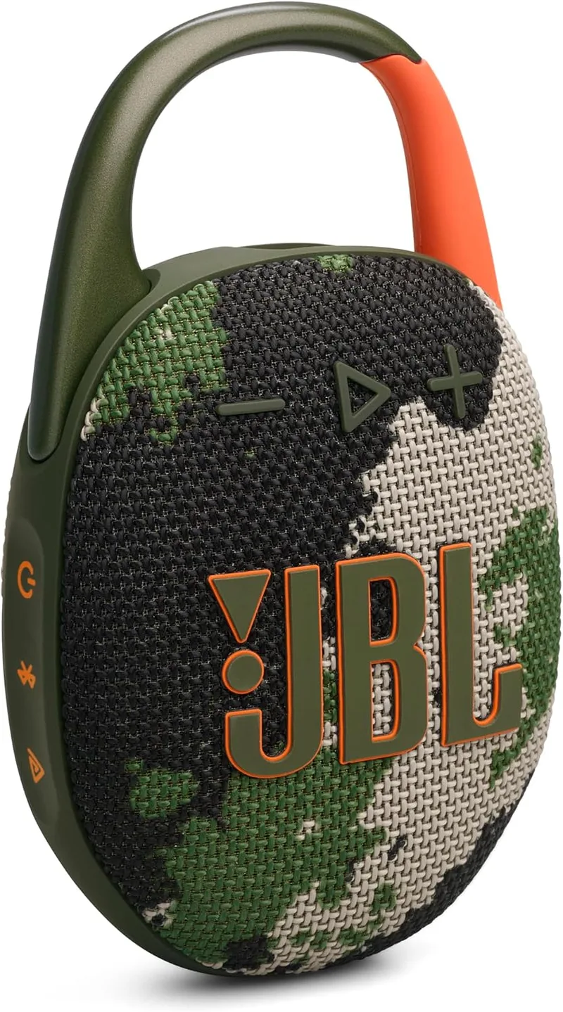 JBL ▫️ CLIP5 Altifalante Bluetooth, Carregamento USB-C, IP67 à prova de poeira, à prova de água, compatível com aplicações, estrutura com mosquetão, radiador passivo, portátil, esquadrão