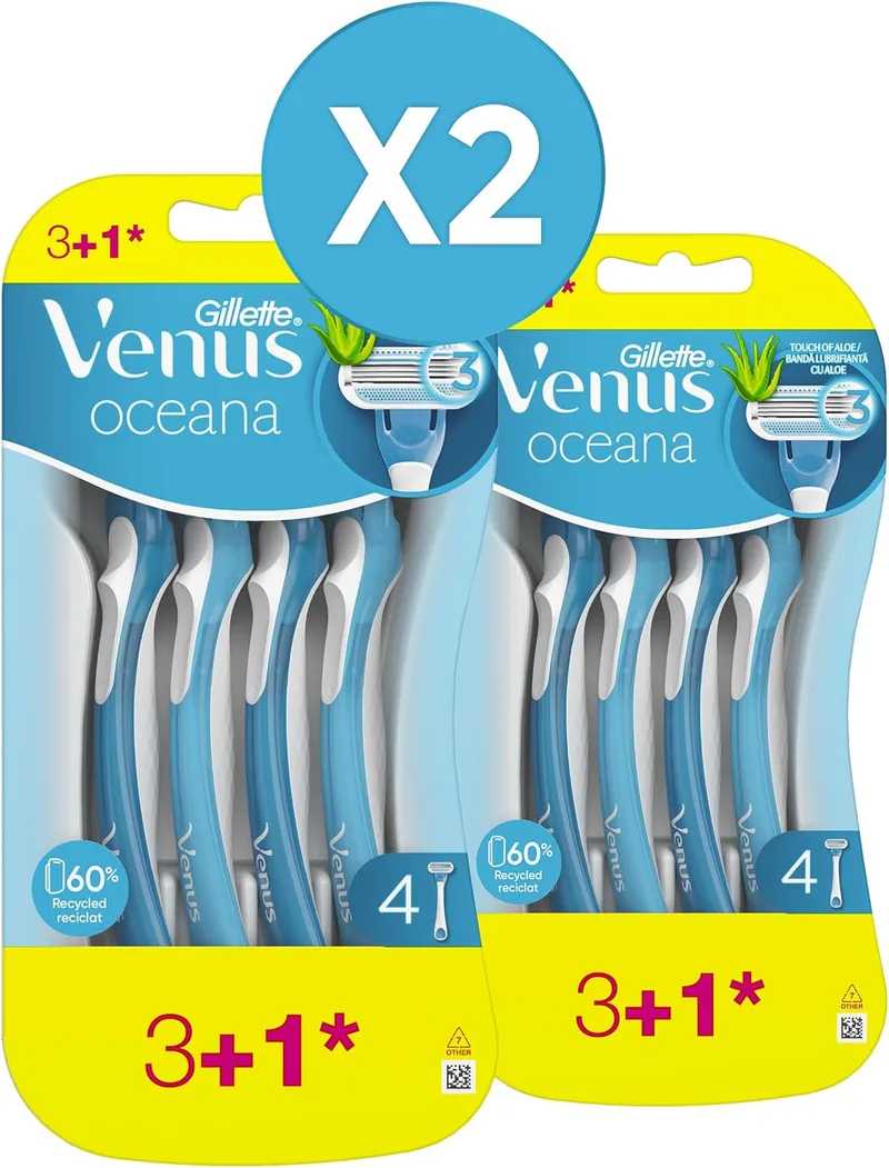 Gillette Venus ▫️ Lâminas descartáveis Oceana para mulher - 4 unidades, padrão (embalagem de 2)
