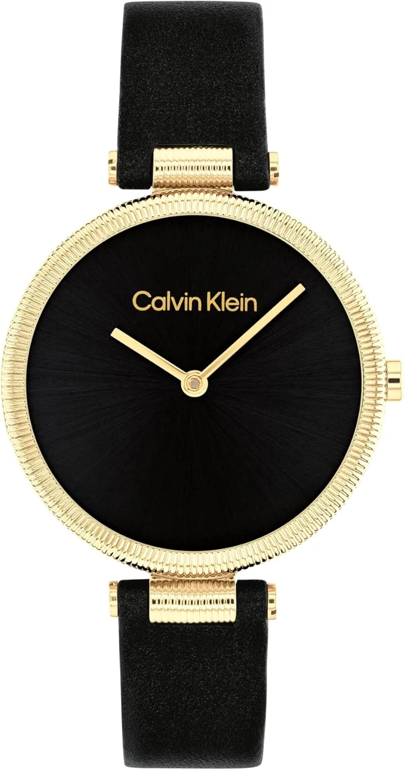 Calvin Klein ▫️ Relógio de movimento de quartzo com dois ponteiros para mulher, da coleção Gleam, com bracelete em aço inoxidável ou em pele