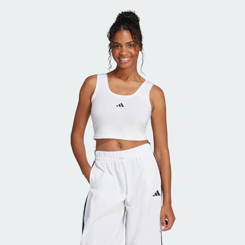 adidas ▫️ T-shirt de alças Essentials Small Logo Cotton Lifestyle Top para mulher