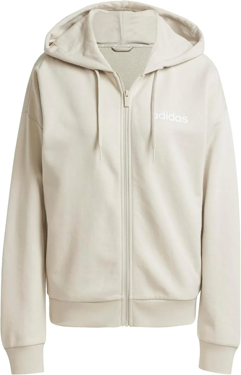 adidas ▫️ Casaco com capuz para mulher, da linha Essentials, em malha felpuda linear francesa