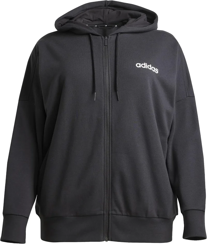 adidas ▫️ Casaco com capuz para mulher, da linha Essentials, em malha French Terry
