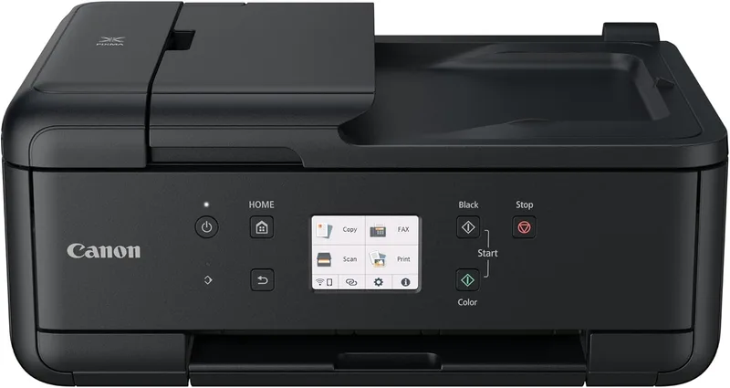 Canon ▫️ Impressora Multifuncional Pixma TR7650 4 em 1, Sistema de Jato de Tinta, Cópia, Impressão, Digitalização, Fax, WiFi, 5 Tinteiros Separados, ADF 20 Folhas, Ecrã Táctil, A4, Preto
