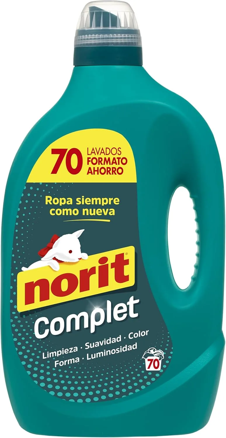NORIT ▫️ Complet - Detergente Líquido para Roupa, Limpeza e Brilho Máximos, Cuida e Suaviza os Tecidos, Mantém a Aparência, Forma e Cor Após a Lavagem, 70 Lavagens - 3500 ml