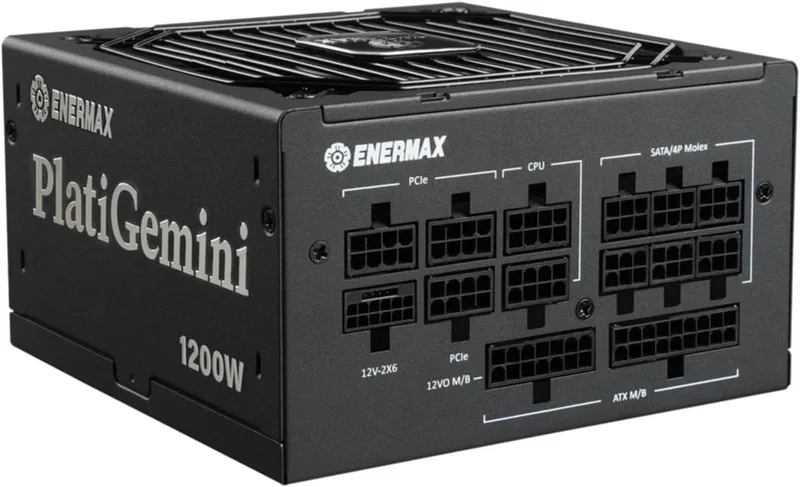 enermax ▫️ PlatiGemini ATX 3.1 & ATX12VO 1200W 80PLUS Platinum Hybrid Power Supply (Totalmente Modular, 12V-2x6, 60% Semi-Fanless) Incl. GPU WireView; EGN1200P