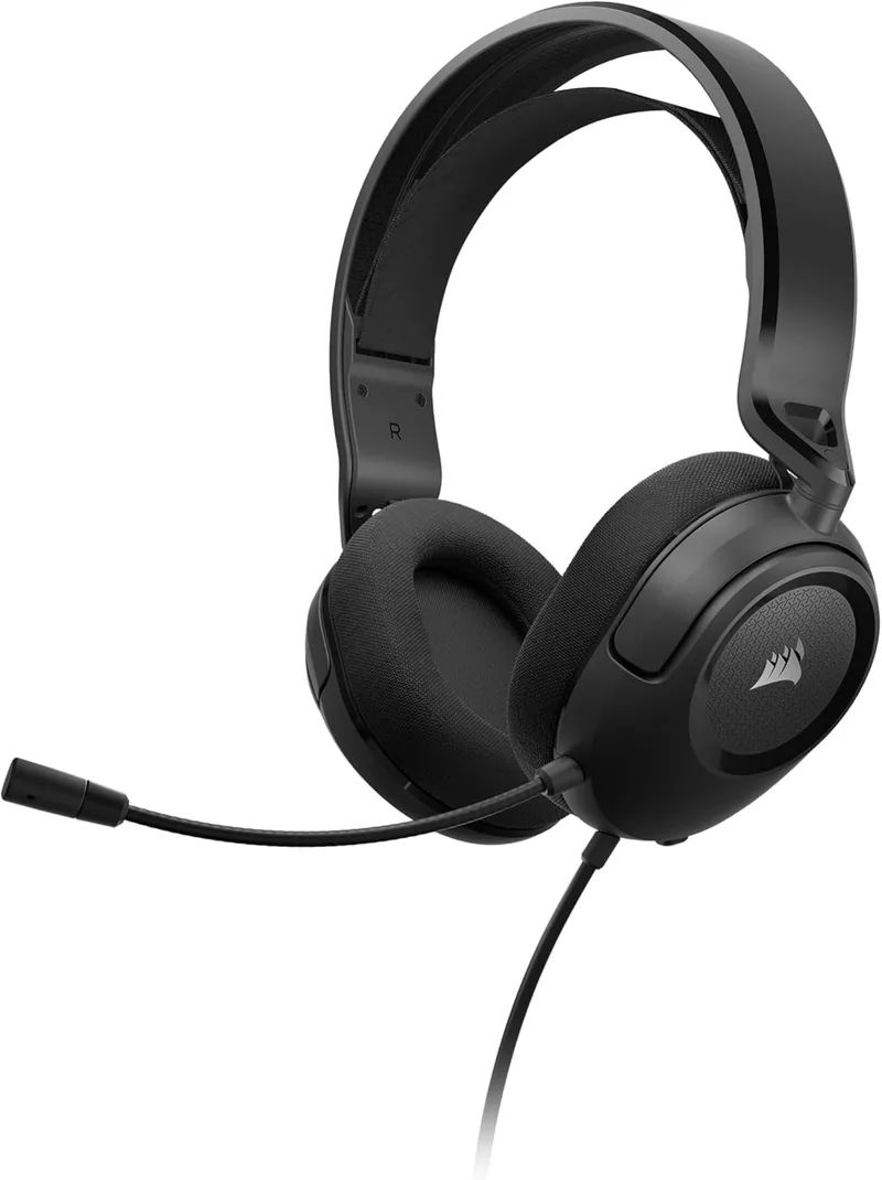 Corsair ▫️ Auscultadores com fio para jogos HS35 v2 multiplataforma – Microfone omnidirecional flexível – Conectividade universal de 3,5 mm – PC, Mac, PS5, PS4, Xbox, Nintendo Switch, telemóvel – Carvão